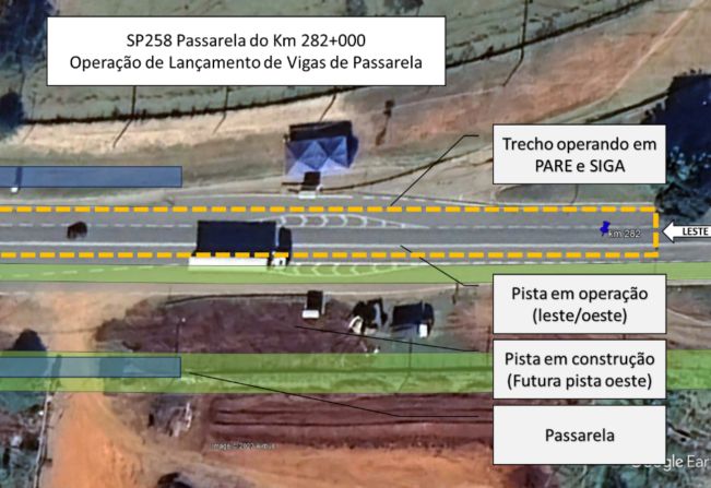 Instalação da 2ª passarela na Rodovia (SP258) é iniciada no trecho urbano de Itapeva