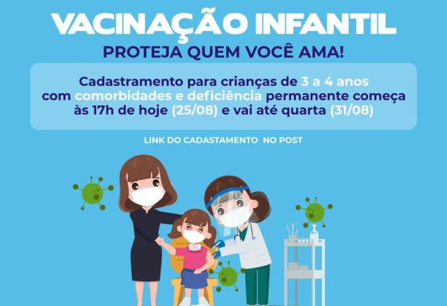 Crianças de 3 e 4 anos recebem vacina contra Covid-19