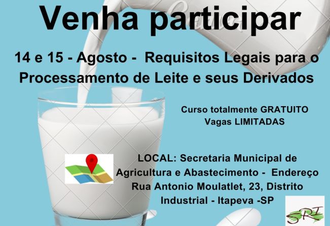 Curso gratuito de processamento de leite é oferecido à população