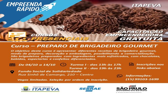 Abertas as inscrições para o curso de preparo de brigadeiros gourmet