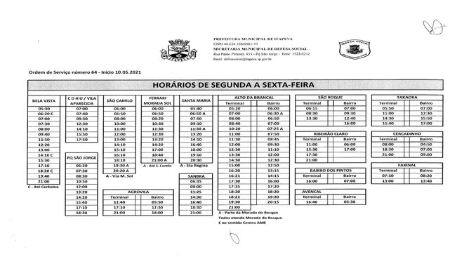 Prefeitura de Itapeva aumenta horários de ônibus de segunda a sexta-feira