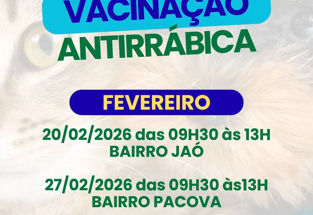 Secretaria de Saúde realiza vacinação antirrábica nos dias 20 e 27 de fevereiro contra a raiva animal