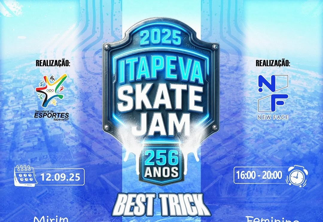 “Itapeva Skate Jam 2025” acontece nesta sexta-feira (12), em comemoração aos 256 anos da cidade