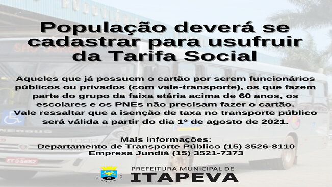 População deverá se cadastrar para usufruir do transporte gratuito