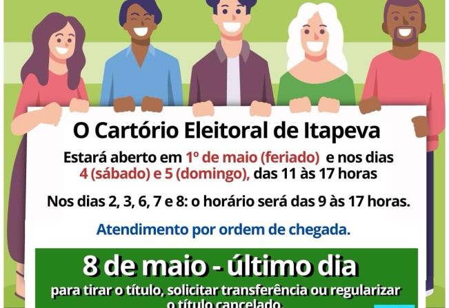 Cartório Eleitoral irá funcionar horários especiais para regularização de títulos 