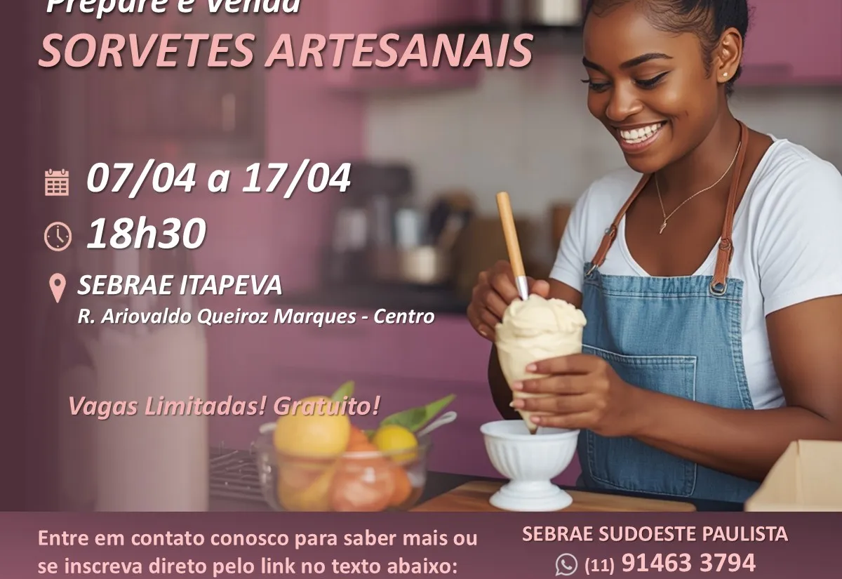 Prefeitura de Itapeva abre inscrições para curso de sorvetes artesanais