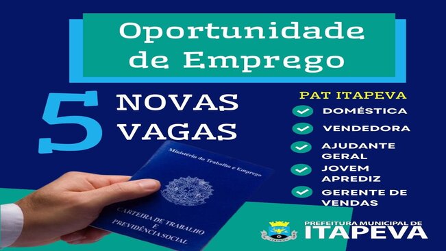 PAT de Itapeva divulga 5 novas vagas de emprego