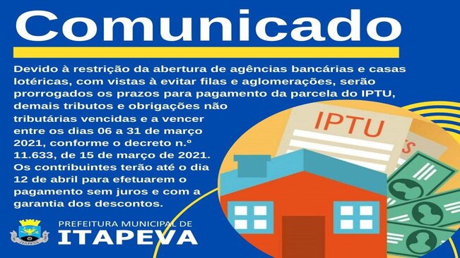 Prazos para pagamento de IPTU são prorrogados