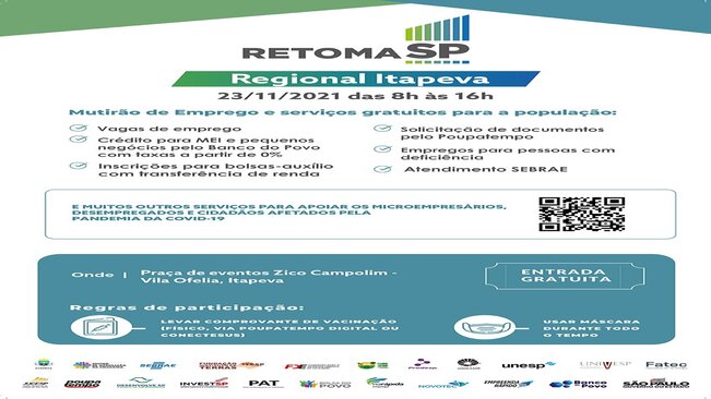 Itapeva sedia o programa Retoma SP, que oferecerá serviços relacionados a emprego e renda
